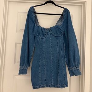 Nasty Gal Blue Long Sleeve Denim Dress